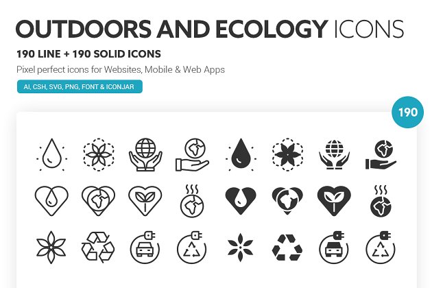 环保户外图标素材 Outdoor and Ecology Icons