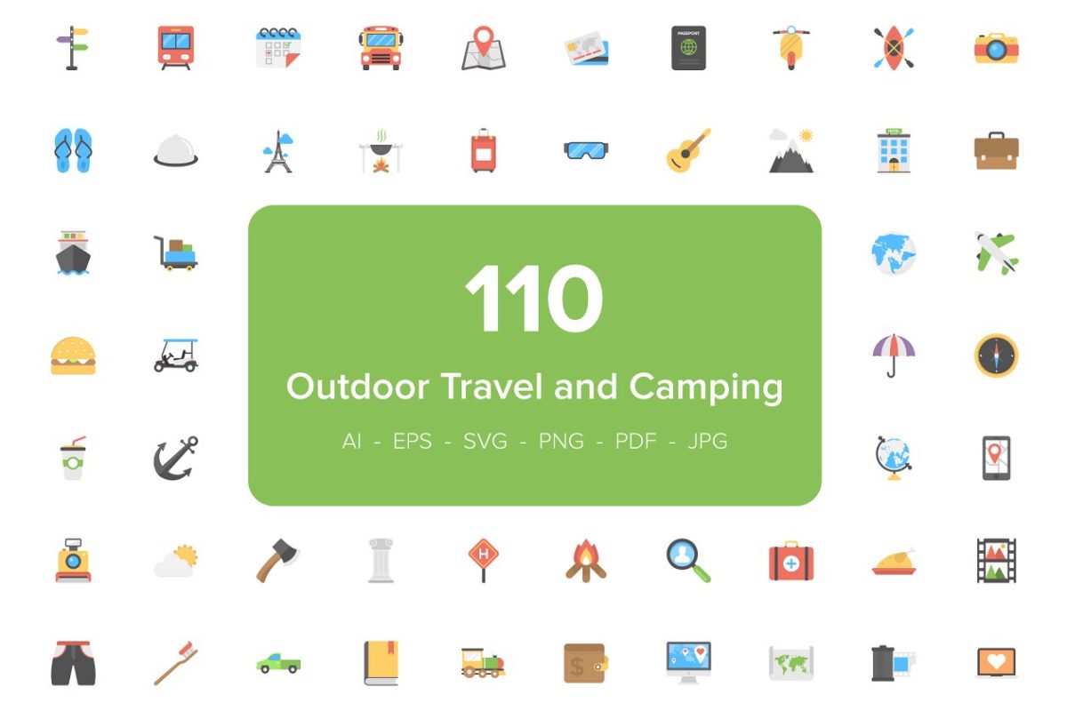 110 户外旅行野营图标 110 Outdoor Travel and Camping Icons