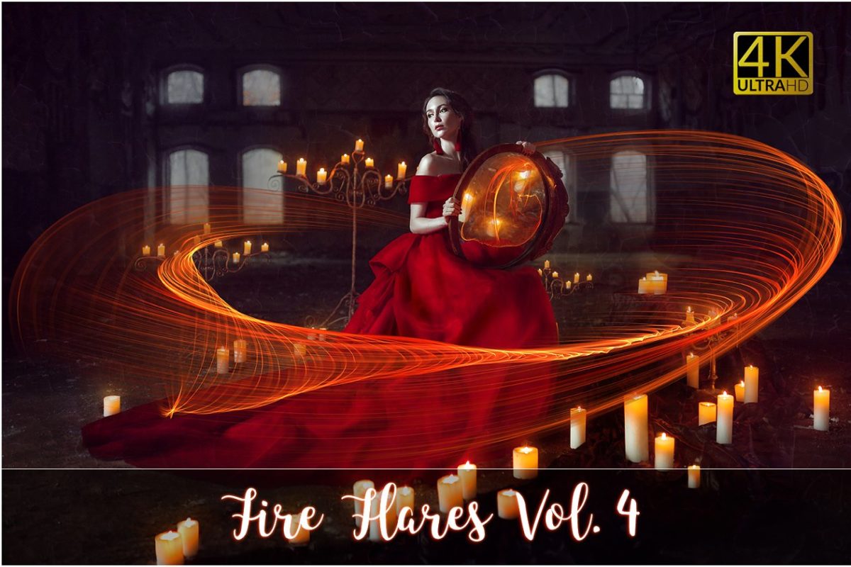 4K 级魔幻火焰圈环图形素材 4K Fire Flares Overlays Vol. 4