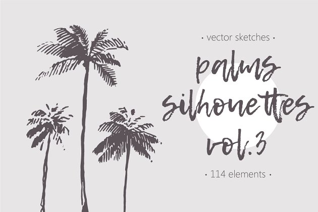 棕榈树剪影素材 Silhouettes of palm trees