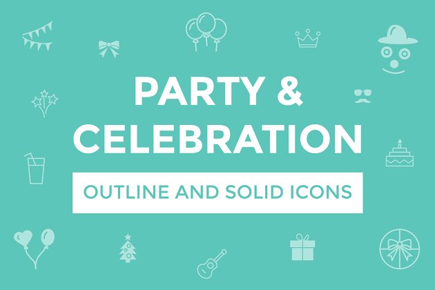 庆祝聚会图标素材 Party and Celebration Vector Icons