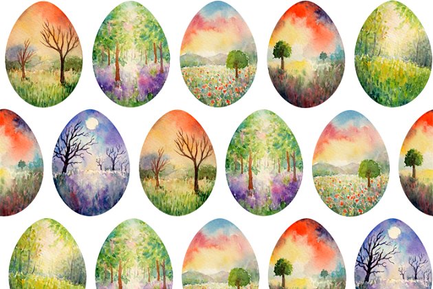 复活节创意彩蛋图案 Landscape Easter Eggs Pattern
