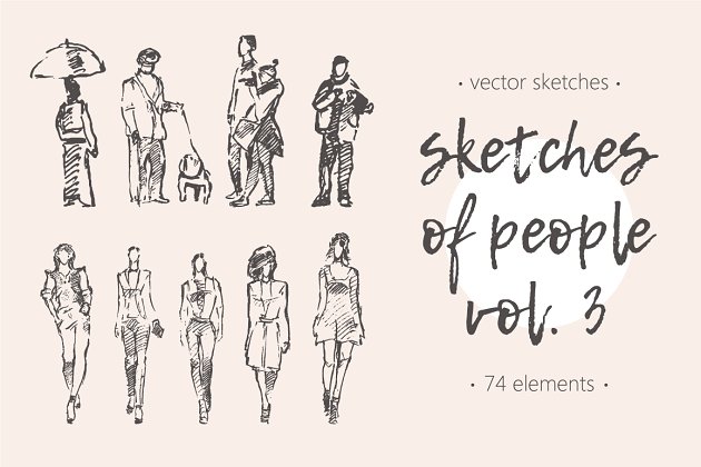 人物素描插画 Sketches of different people, vol. 3