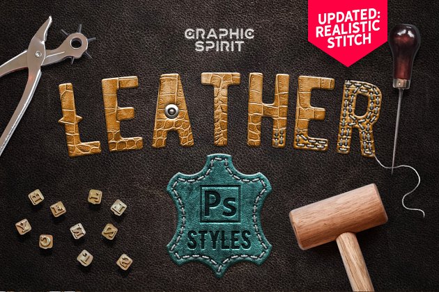 皮革效果的PS图层样式 Leather Layer Styles For Photoshop