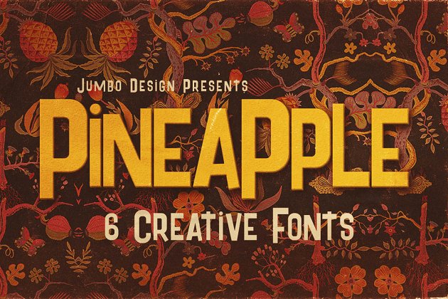 菠萝元素样式字体 Pineapple – 6 Funny Style Fonts
