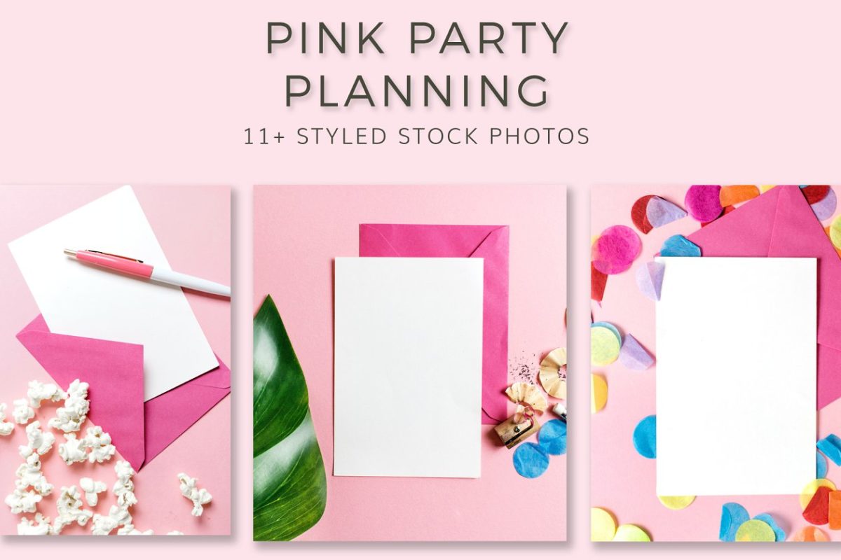 粉红派对平面设计套装 Pink Party Stationary Bundle