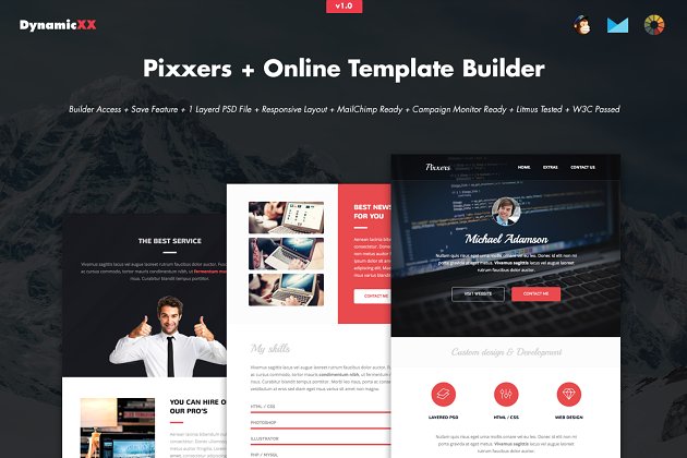 在线邮件模板 Pixxers + Online Template Builder