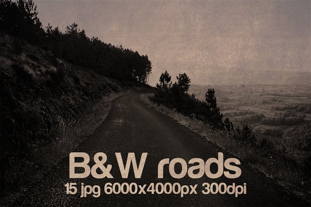经典的黑白 vintage B&W roads photo pack