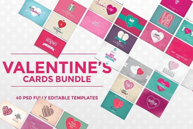 40个情人节卡片模板 40 Valentine’s Day Cards