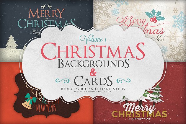 圣诞节背景素材合集 Christmas Background & Cards Vol.1