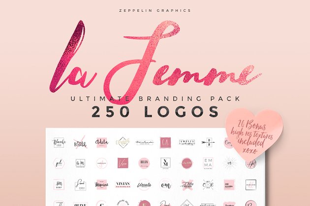 250个女性logo模版 250 Feminine Logos Pack