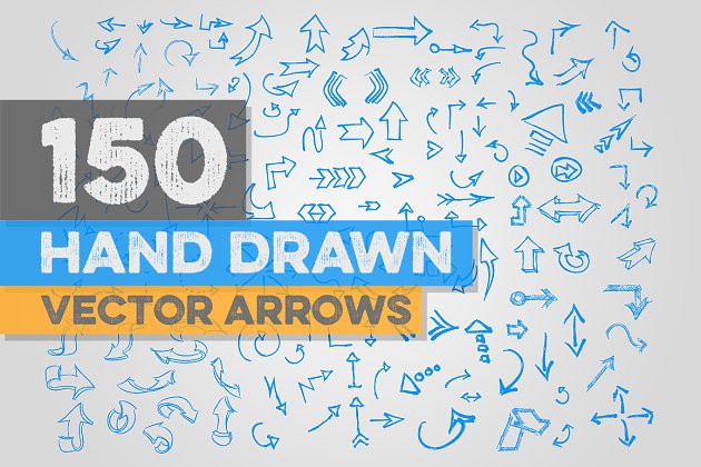 150个手绘箭头图形素材 150 Hand Drawn Vector Arrows