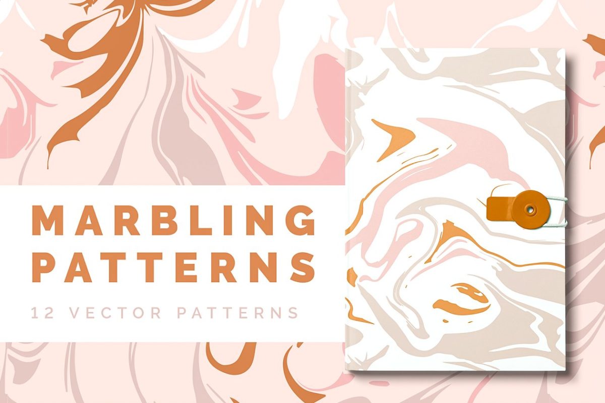 抽象流体花纹矢量模式 Marbling Vector Patterns