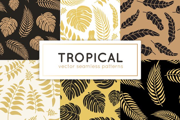 6种热带无缝背景纹理素材 6 Tropical seamless patterns