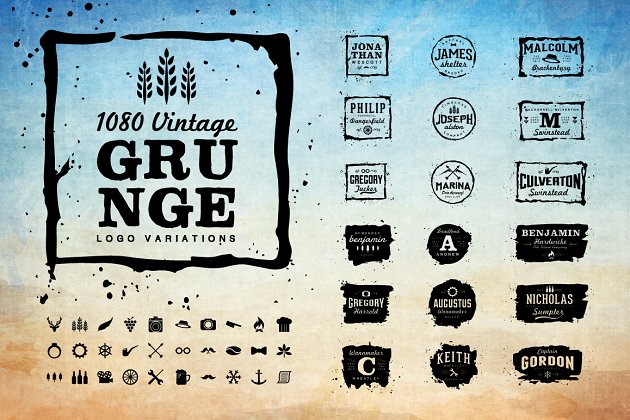 经典logo模板 Vintage and Grunge Logo Creator