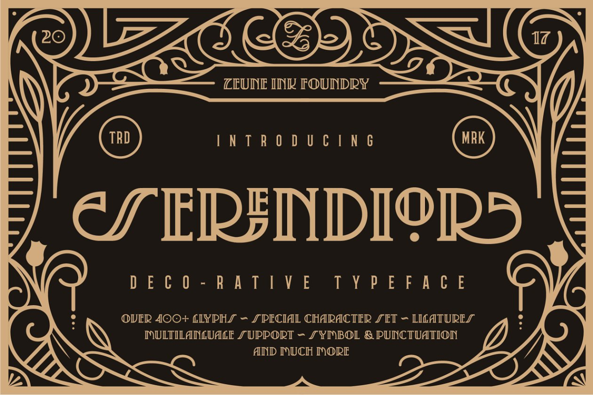 怀旧古典梦幻的字体和无缝的背景纹理素材下载 Serendior | Font & Seamless Patterns
