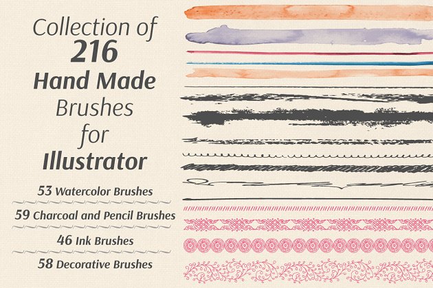 多种肌理效果的手绘笔刷 Collection of Hand Made Brushes