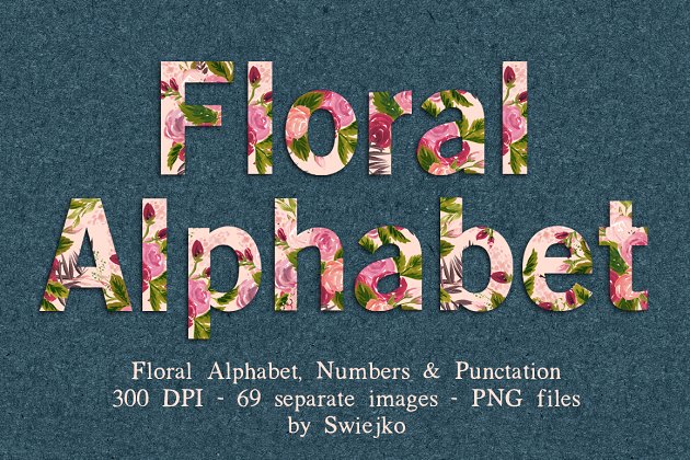 花卉字母图片素材 Floral Alphabet clipart
