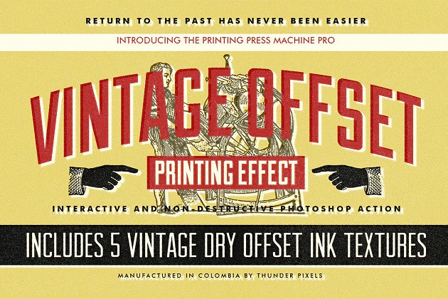 经典的带投影的肌理效果 Vintage Offset Printing Effects Kit