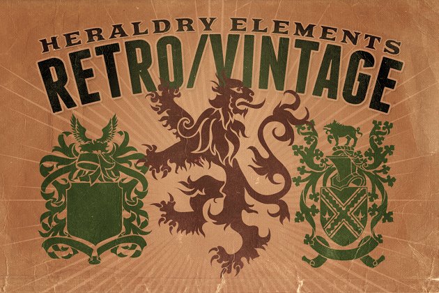 复古平面图形 Vintage shapes – Heraldry Elements