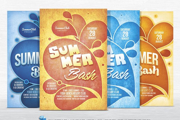 夏天元素海报制作模板 Summer Bash Flyer