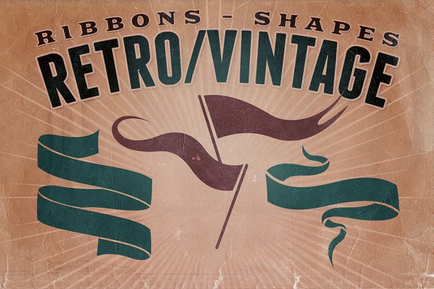 经典复古元素图形 Retro/Vintage shapes – Ribbons