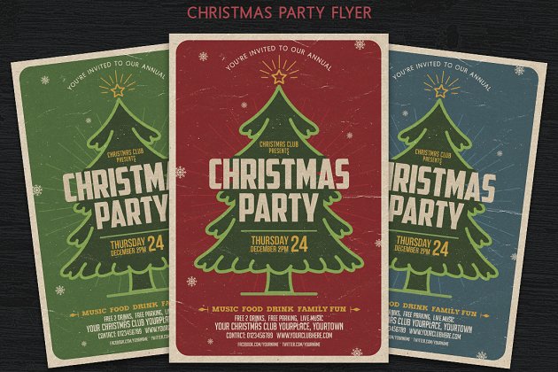 复古圣诞节海报设计 Christmas Party Flyer