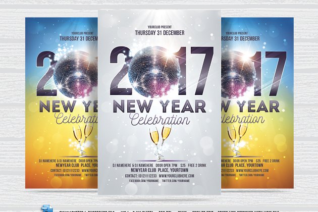 新年庆祝海报模板 New Year Celebration Flyer