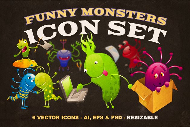 怪兽矢量图标插画 Monsters Icon Set