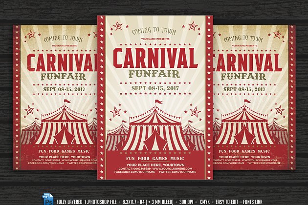 马戏团海报模板 Carnival & Fun Fair Flyer Poster