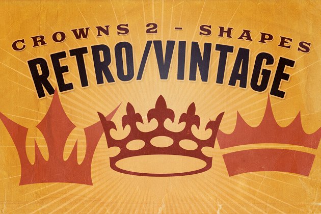 经典矢量图形 Retro/Vintage shapes – Crowns 2