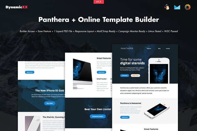产品网站模板下载 Panthera + Online Template Builder