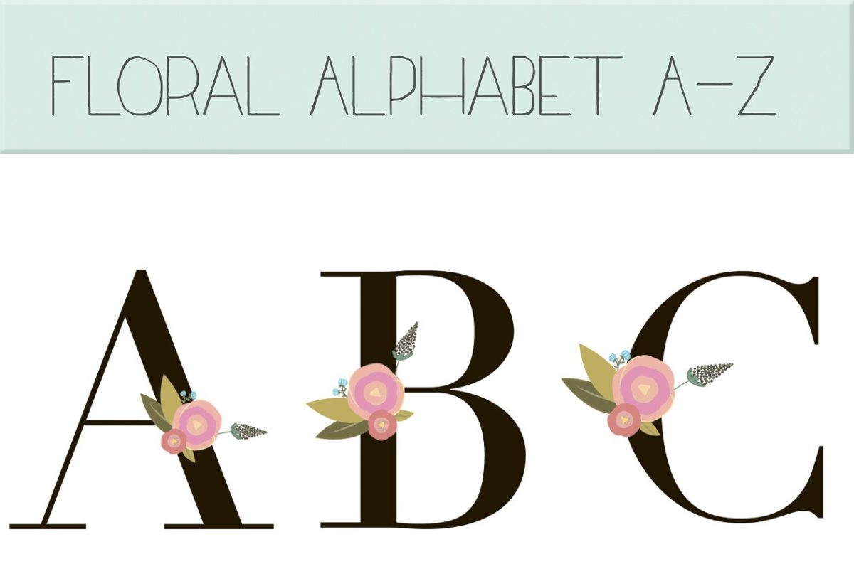 花卉个性字母 Floral monogram letters clip art