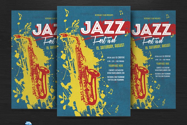 怀旧爵士音乐海报设计 Jazz Festival Flyer