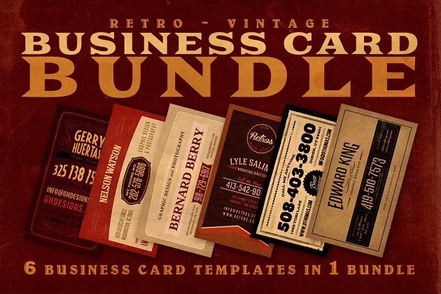 6个复古的商业卡片 6Retro Business Cards