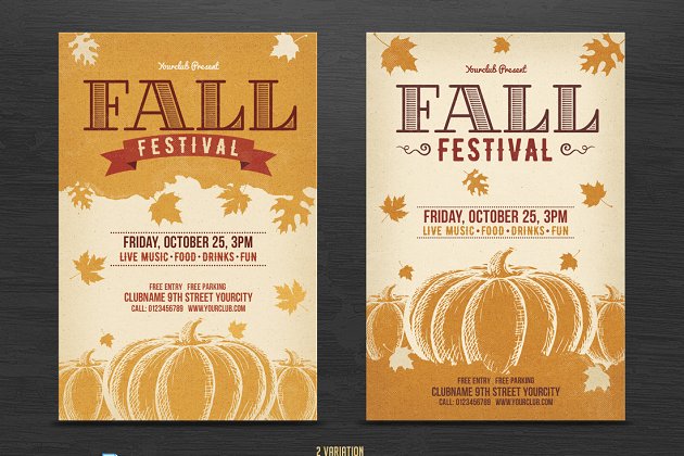 秋天海报模板 Fall Festival Flyer template