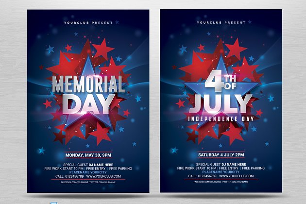 美国国庆海报设计 July 4th/Memorial Day Flyer