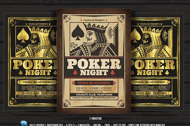 扑克之夜 夜店主题活动海报模板 Poker Night Flyer Template