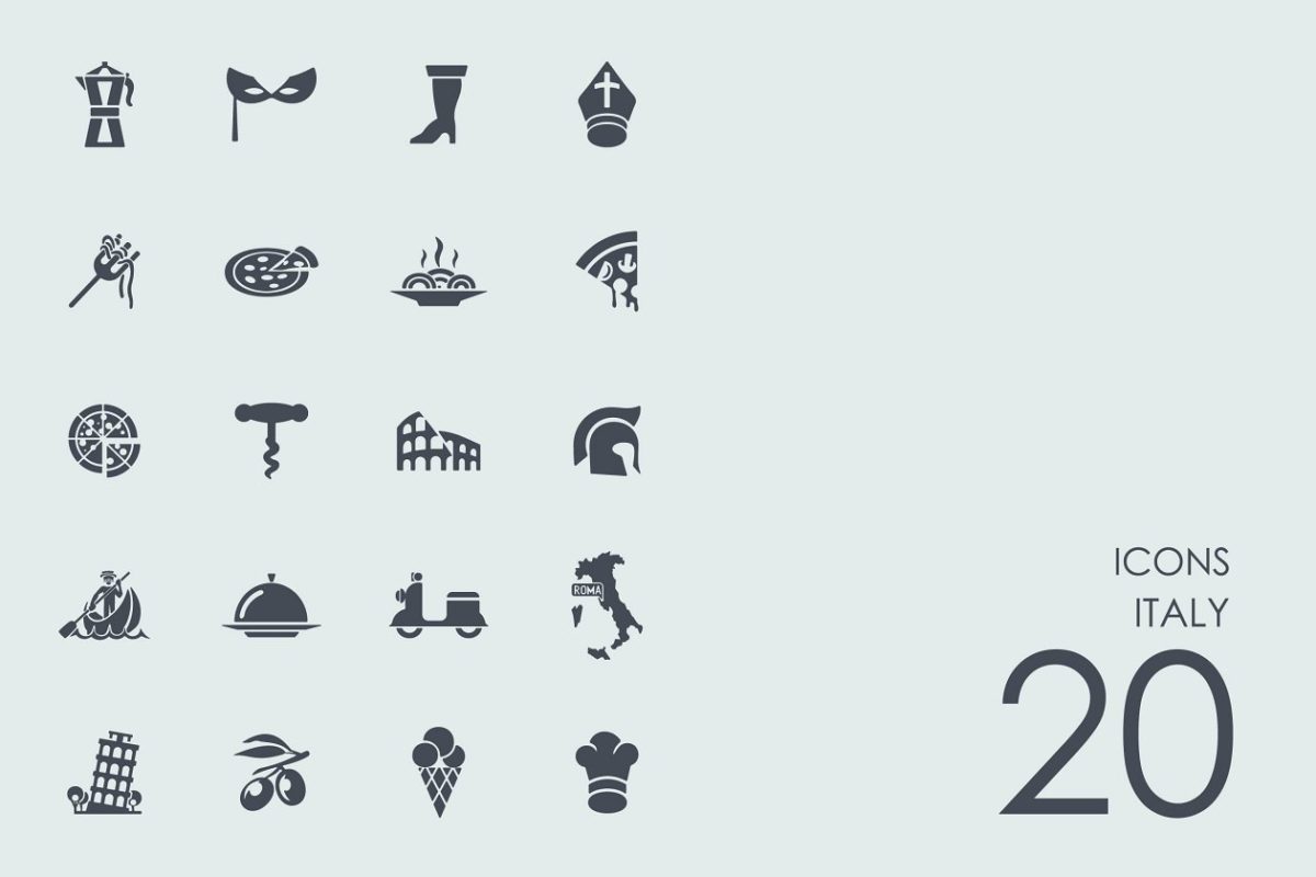 意大利相关城市典型元素图标 Italy icons