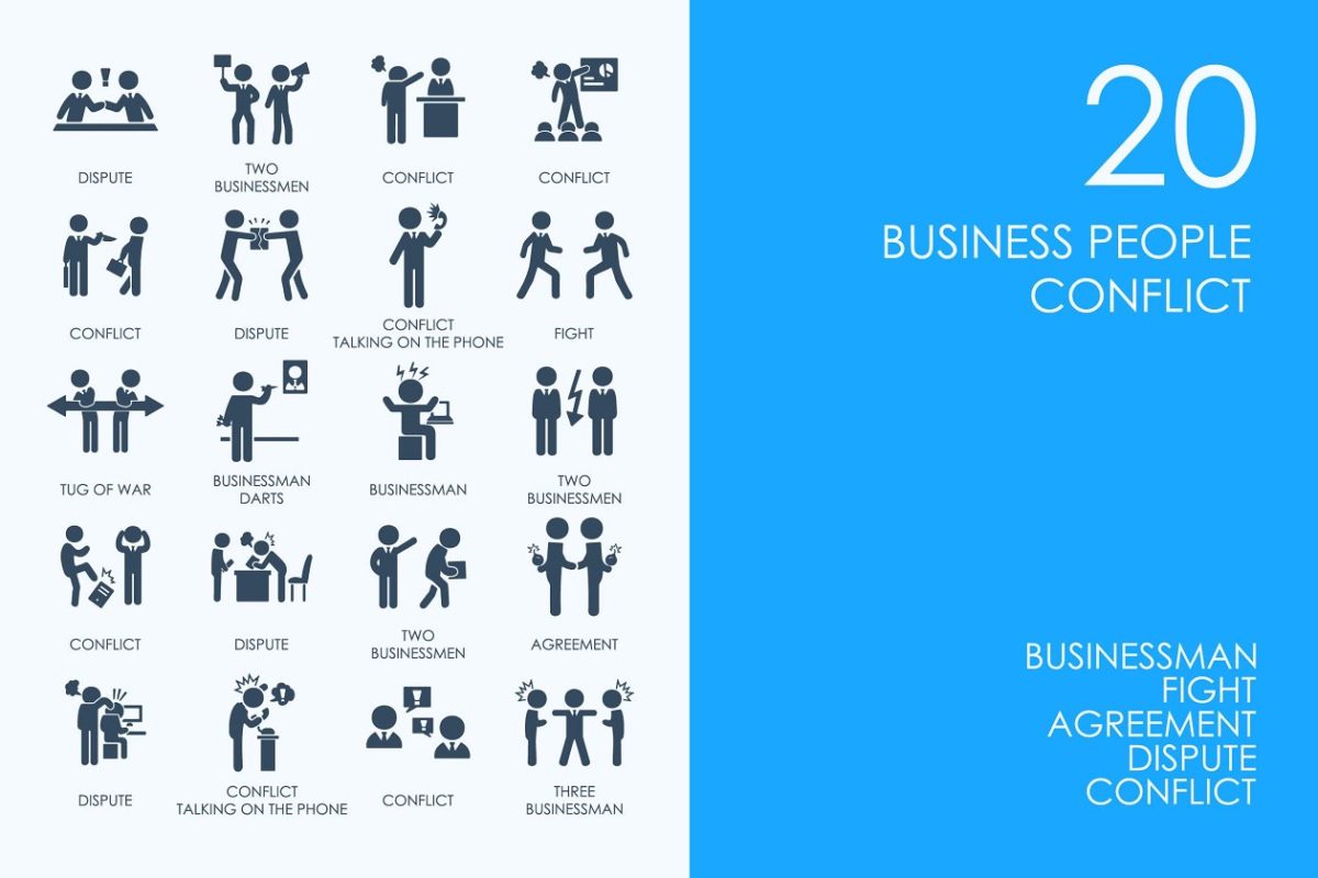 商务人物图标 Business people conflict icons