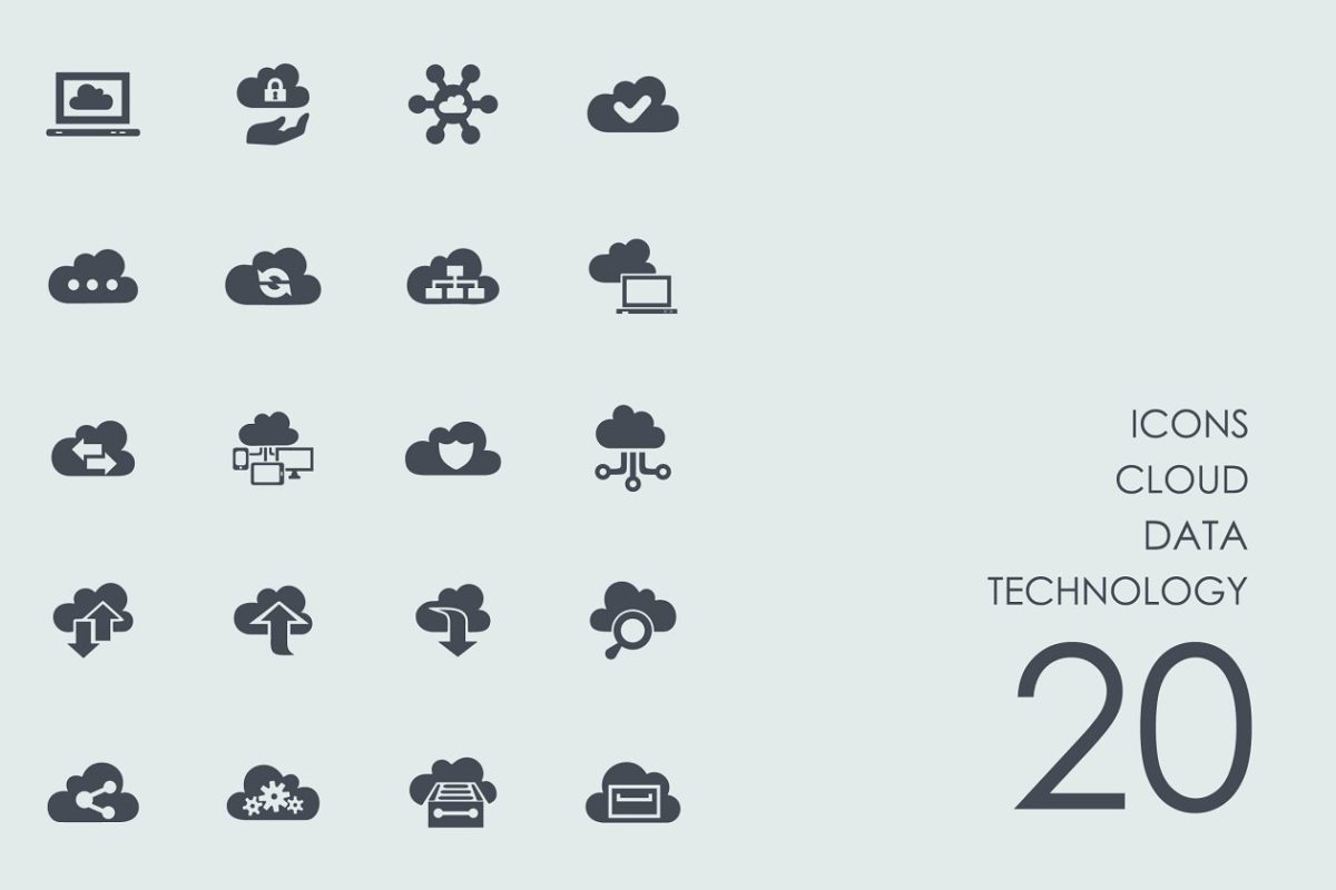 云数据技术图标 Cloud data technology icons