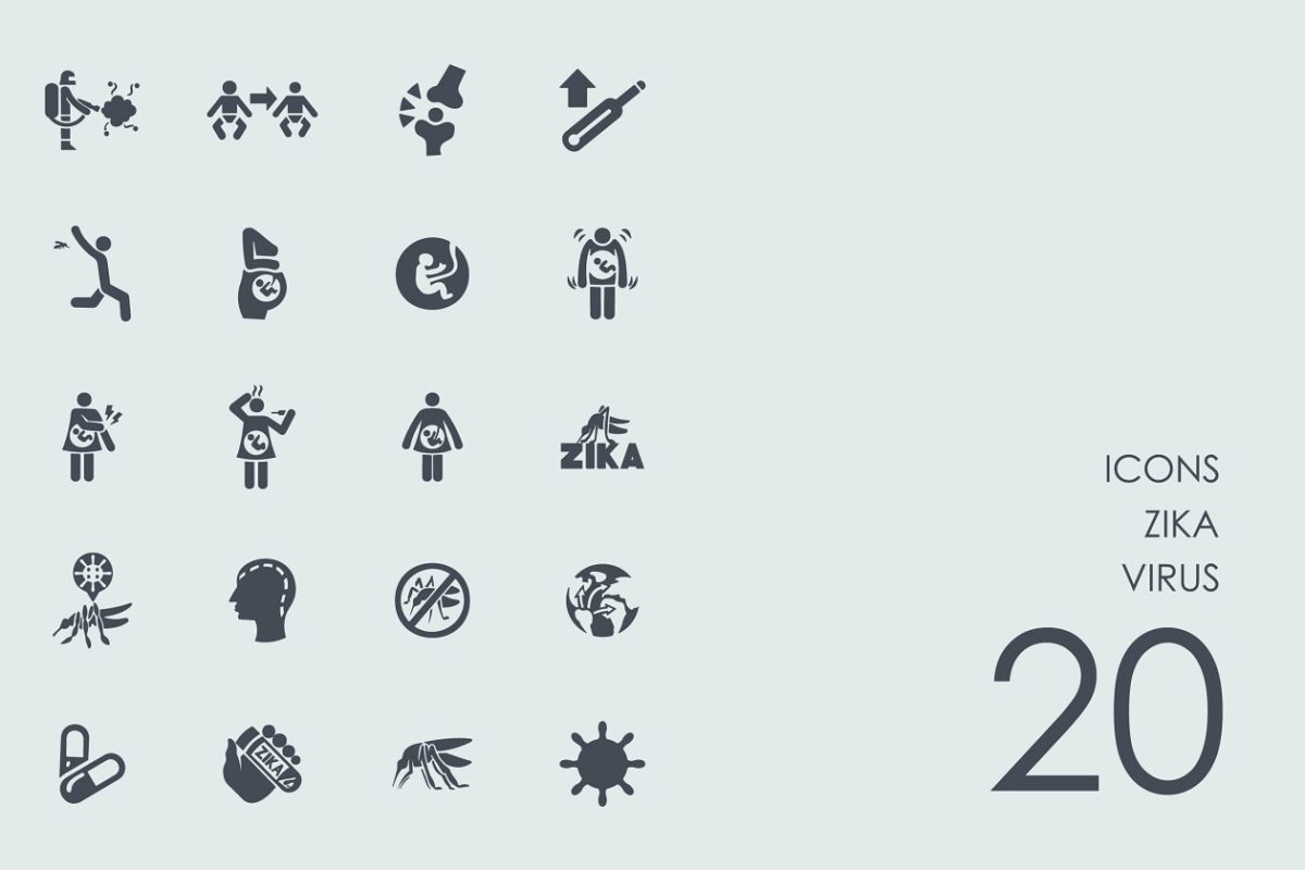 病毒图标 Zika virus icons