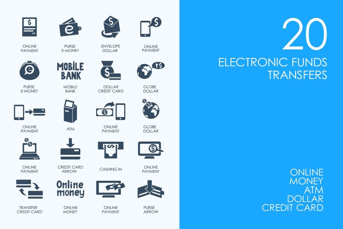 电子资金和交易图标 Electronic funds transfers icons