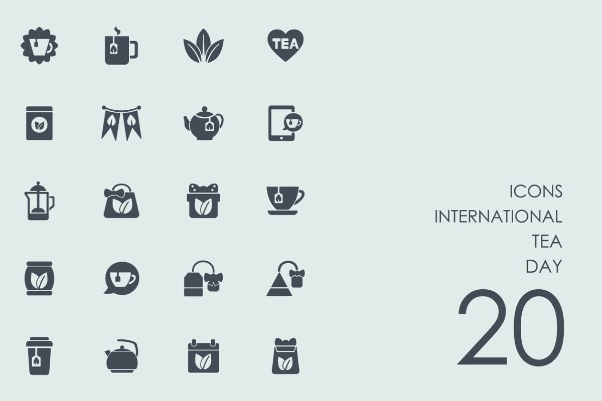 国际茶节日图标 International tea day icons