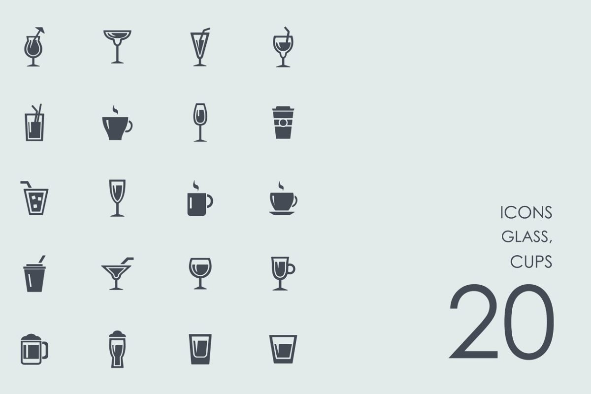 玻璃杯子图标 Glass, cups icons
