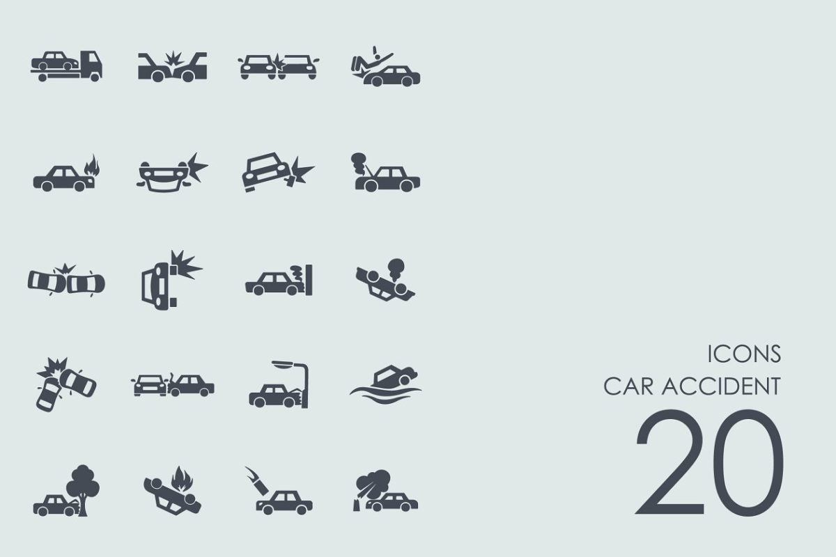交通事故图标素材 Car accident icons