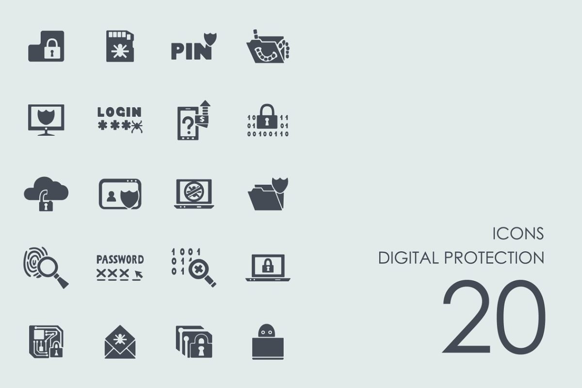 数字保护图标 Digital protection icons