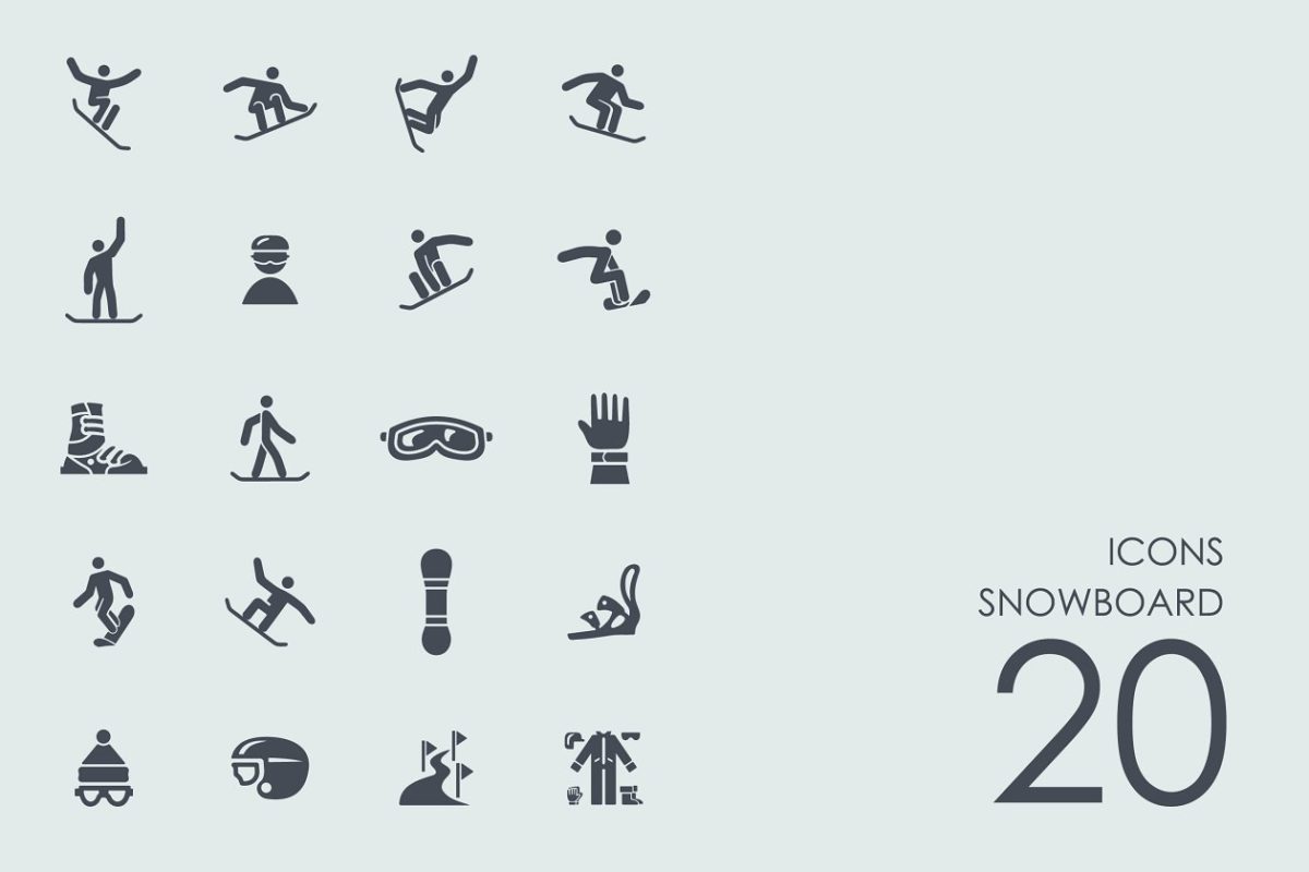 滑雪元素图标 Snowboard icons