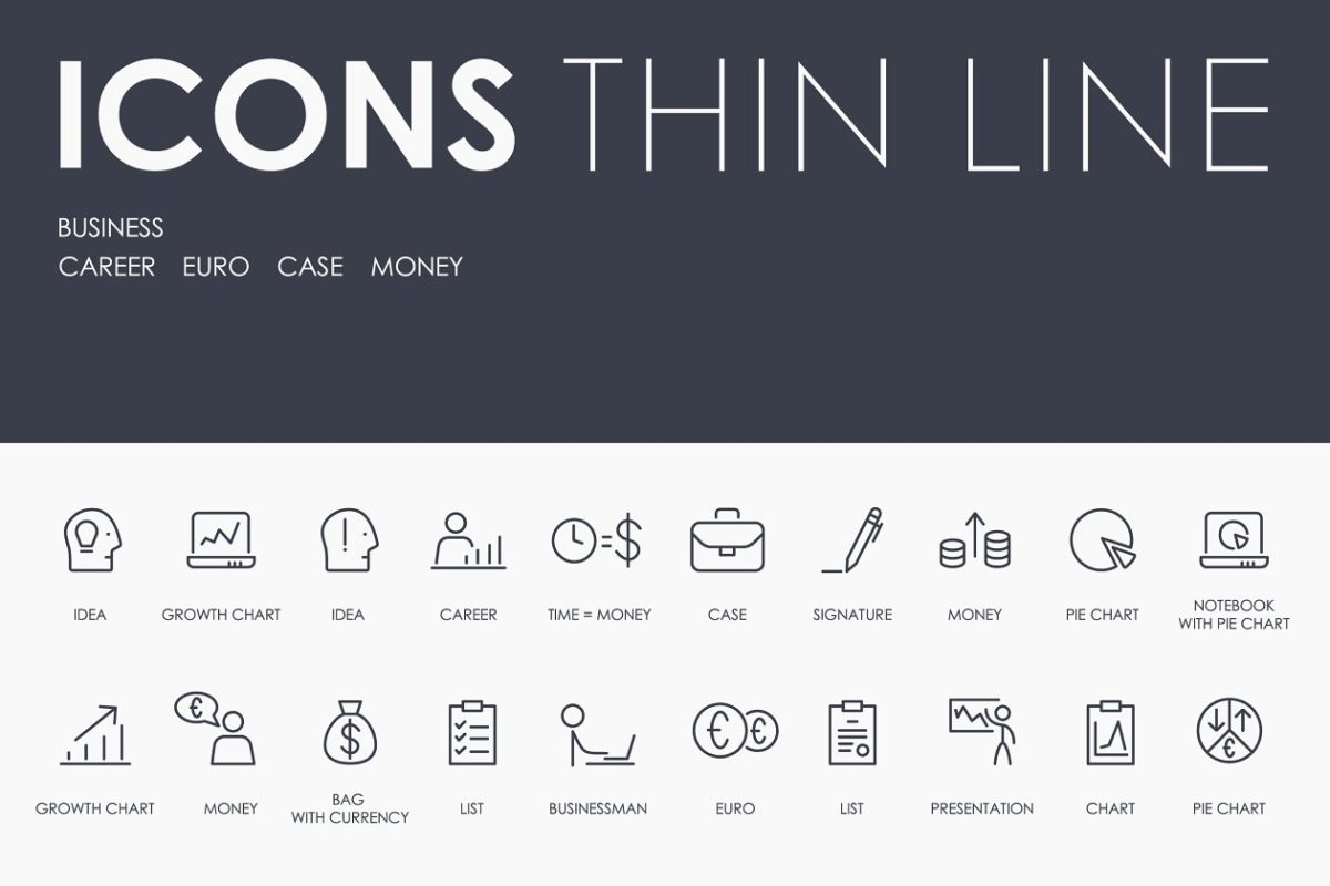 商业矢量图标素材 Business thinline icons