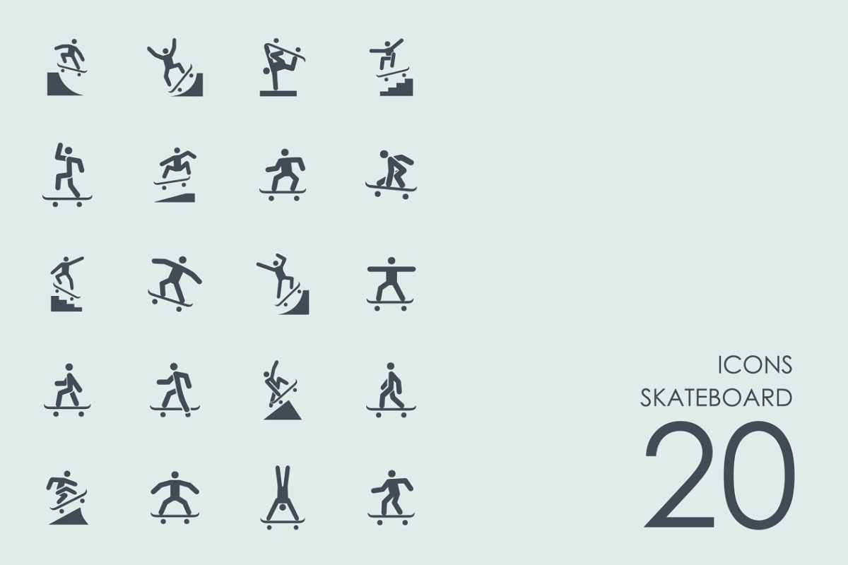 滑板图标素材 Skateboard icons